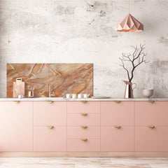 Contemporary glass kitchen panel - Wide format wall backsplash Marbles 2 Series: Brown marble pattern