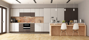 Contemporary glass kitchen panel - Wide format wall backsplash Marbles 2 Series: Brown marble pattern