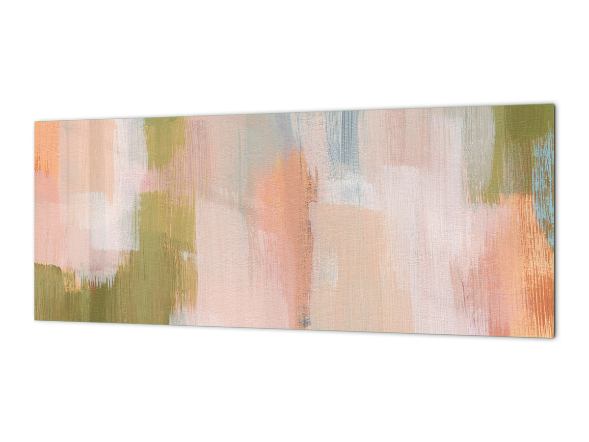 Printed glass horizontal splashback -  Tempered Glass Wall Panel Cities Series BBS22:  Vintage leaves and patterns Series: Versatile artistic backdrop