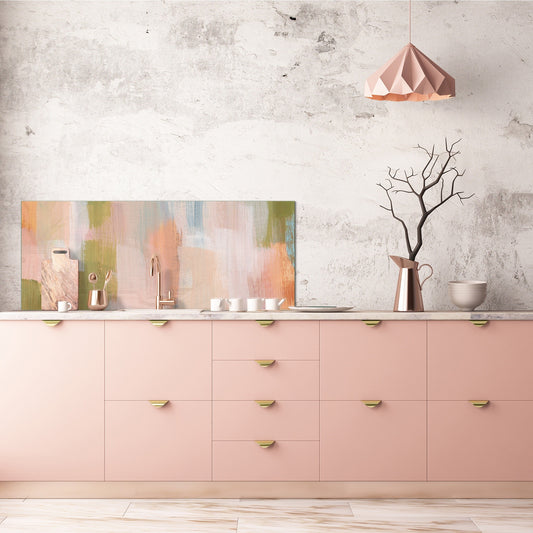 Printed glass horizontal splashback -  Tempered Glass Wall Panel Cities Series BBS22:  Vintage leaves and patterns Series: Versatile artistic backdrop