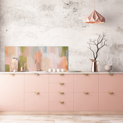 Printed glass horizontal splashback -  Tempered Glass Wall Panel Cities Series BBS22:  Vintage leaves and patterns Series: Versatile artistic backdrop