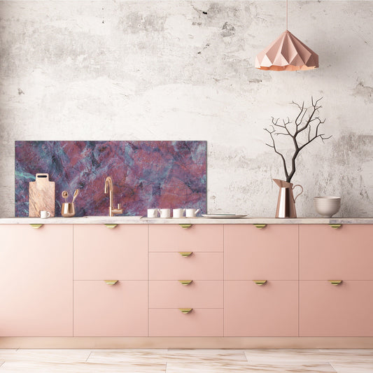 Contemporary glass kitchen panel - Wide format wall backsplash Marbles 2 Series: Luxury purple