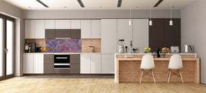 Contemporary glass kitchen panel - Wide format wall backsplash Marbles 2 Series: Luxury purple
