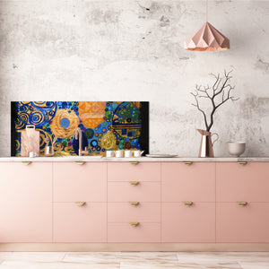 Toughened printed glass backsplash - Kitchen wall splashback will or without magnetic properties - Paintings Series: Abstract painting composition