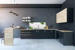 Stunning glass wall art - Wide format kitchen backsplash with and without metal back-coating - Tropical Leaves Series: Summer concept