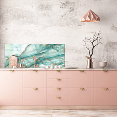 Design glass backsplash - Tempered Glass with or without magnetic properties Marbles 1 Series: Cold blue onyx