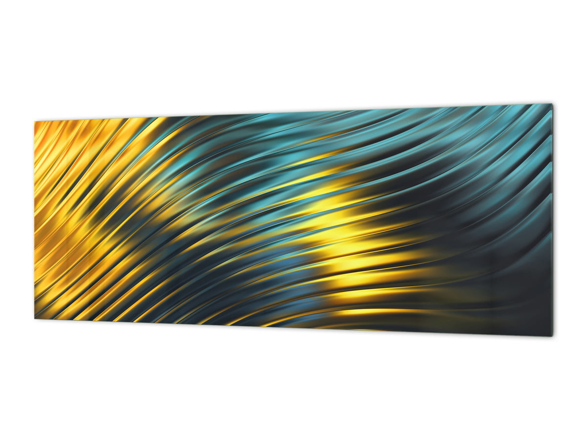 Contemporary glass kitchen panel - Wide format wall backsplash with or without magnetic properties - Colourful Variety Series: Colorful wavy design 2