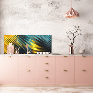 Contemporary glass kitchen panel - Wide format wall backsplash with or without magnetic properties - Colourful Variety Series: Colorful wavy design 2