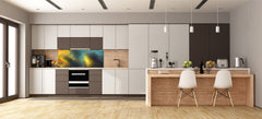 Contemporary glass kitchen panel - Wide format wall backsplash with or without magnetic properties - Colourful Variety Series: Colorful wavy design 2