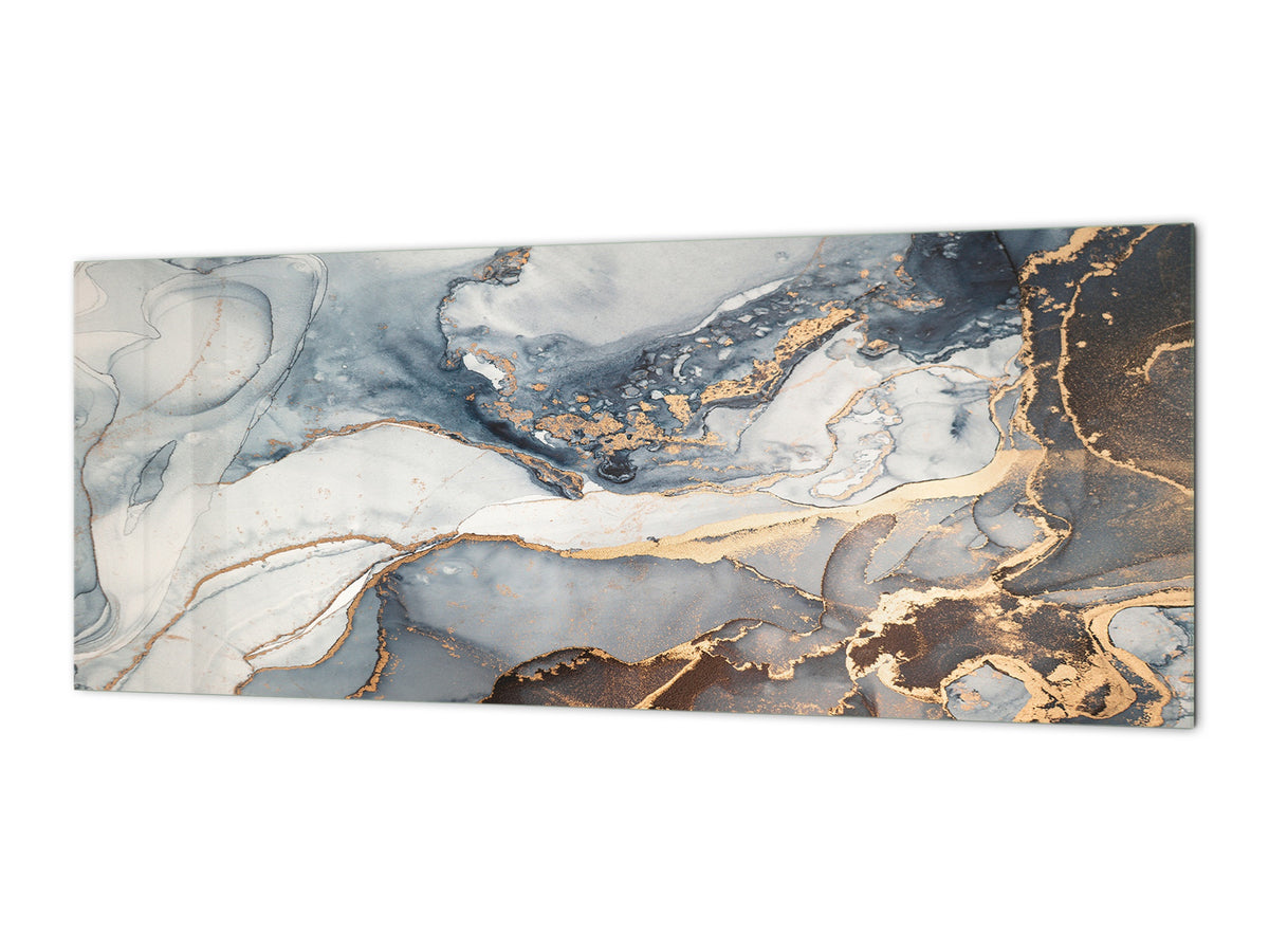 Contemporary glass kitchen panel - Wide format wall backsplash Colourful abstractions Series: Artistic mixture of paints