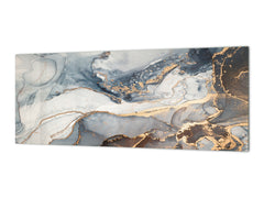 Contemporary glass kitchen panel - Wide format wall backsplash Colourful abstractions Series: Artistic mixture of paints