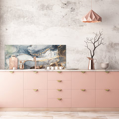 Contemporary glass kitchen panel - Wide format wall backsplash Colourful abstractions Series: Artistic mixture of paints