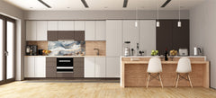 Contemporary glass kitchen panel - Wide format wall backsplash Colourful abstractions Series: Artistic mixture of paints