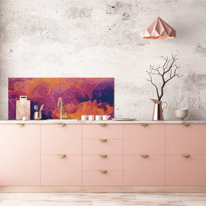 Toughened printed glass backsplash - Kitchen wall splashback will or without magnetic properties - Paintings Series: Impressionist sky 1
