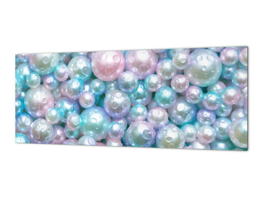 Contemporary glass kitchen panel - Wide format wall backsplash with or without magnetic properties - Colourful Variety Series: Shiny pearls 2