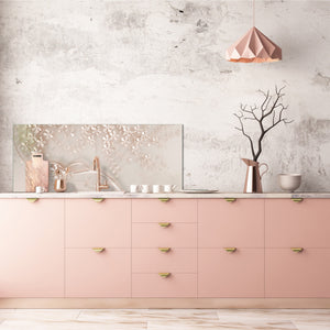 Contemporary glass kitchen panel - Wide format wall backsplash with or without magnetic properties - Colourful Variety Series: Beige decorative tree