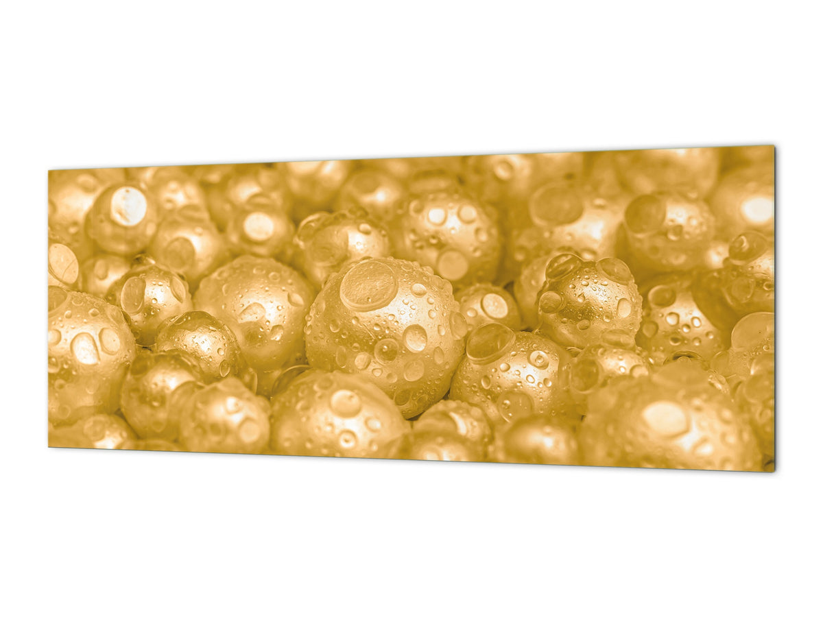 Contemporary glass kitchen panel - Wide format wall backsplash with or without magnetic properties - Colourful Variety Series: Golden pearls