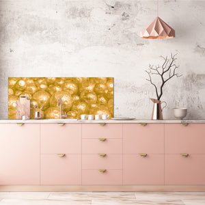 Contemporary glass kitchen panel - Wide format wall backsplash with or without magnetic properties - Colourful Variety Series: Golden pearls