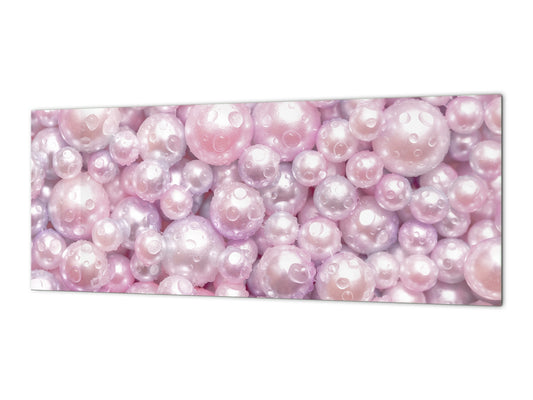 Contemporary glass kitchen panel - Wide format wall backsplash with or without magnetic properties - Colourful Variety Series: Pink pearls