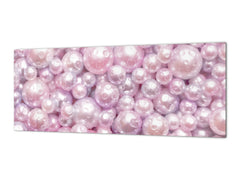 Contemporary glass kitchen panel - Wide format wall backsplash with or without magnetic properties - Colourful Variety Series: Pink pearls
