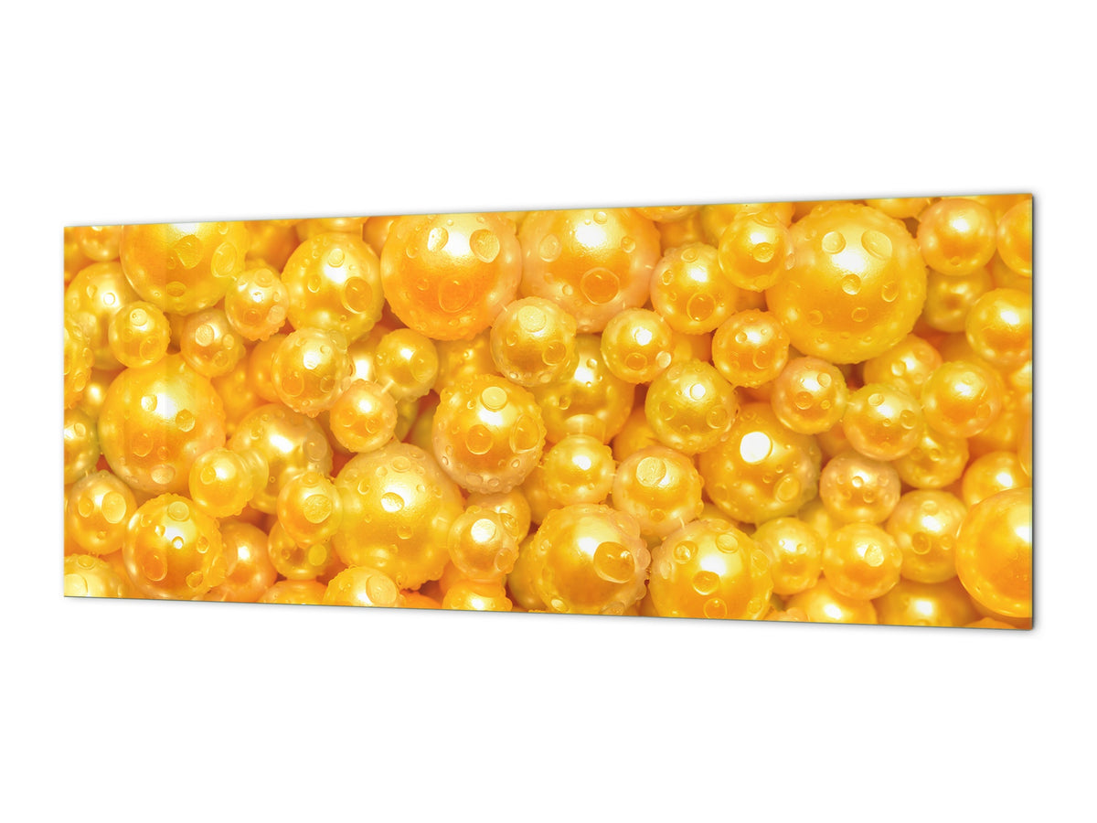 Contemporary glass kitchen panel - Wide format wall backsplash with or without magnetic properties - Colourful Variety Series: Shiny yellow surface