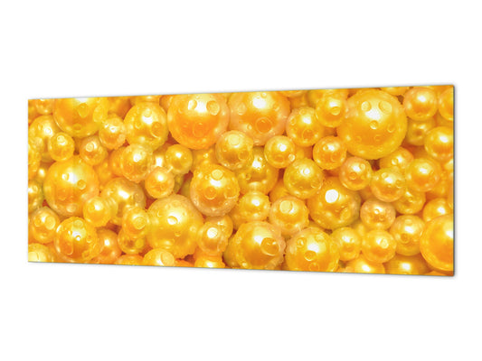 Contemporary glass kitchen panel - Wide format wall backsplash with or without magnetic properties - Colourful Variety Series: Shiny yellow surface