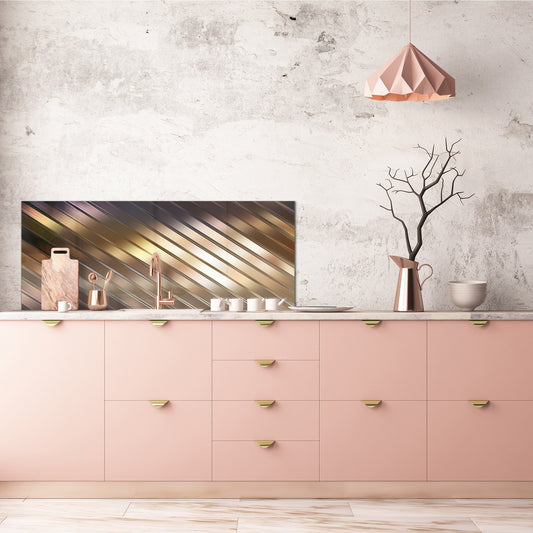 Design glass backsplash - Tempered Glass splashback - Golden Waves Series: Elegant golden background