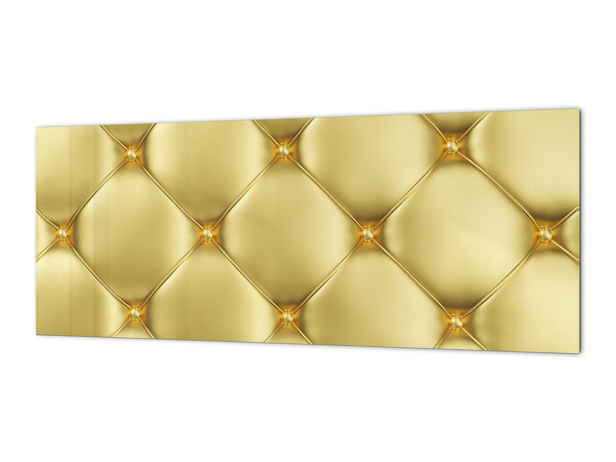Stylish glass backsplash - Photo glass upstand w/wo magnetic properties - Decorative Surfaces Series: Golden leather upholstery 1
