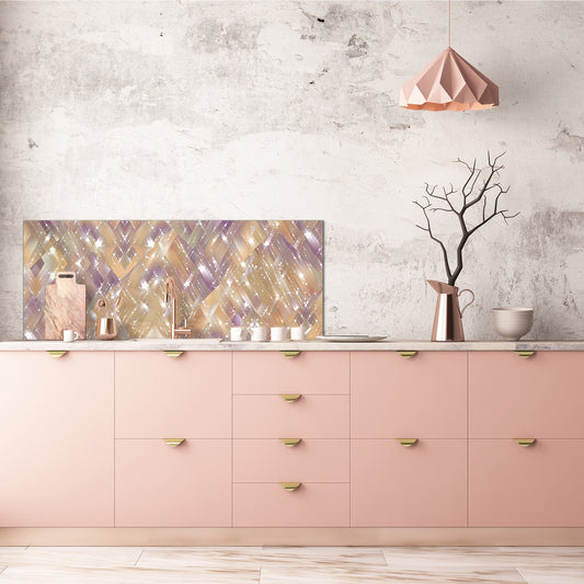 Contemporary glass kitchen panel - Wide format wall backsplash with or without magnetic properties - Colourful Variety Series: Vintage mosaic