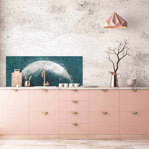 Toughened printed glass backsplash - Kitchen wall splashback will or without magnetic properties - Paintings Series: Rising moon