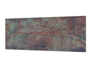 Stunning glass wall art  - Wide format wall backsplash Rusted textures Series: Vintage rusted metal