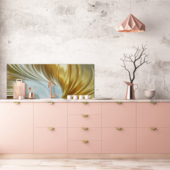 Design glass backsplash - Tempered Glass splashback - Golden Waves Series: Gold satin background