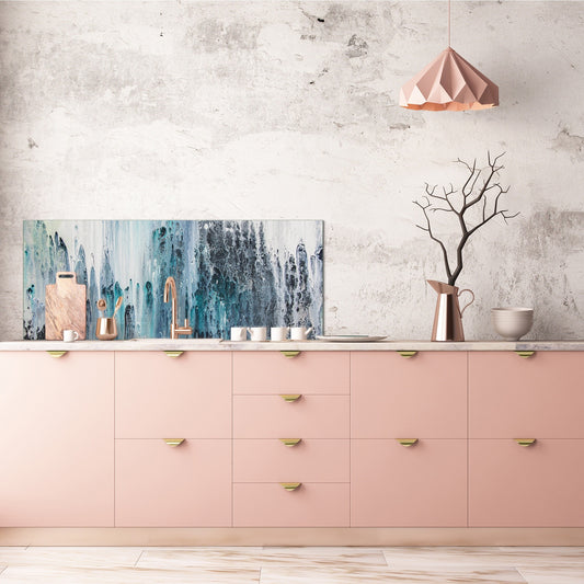 Toughened printed glass backsplash - Kitchen wall splashback will or without magnetic properties - Paintings Series: Canvas absract art