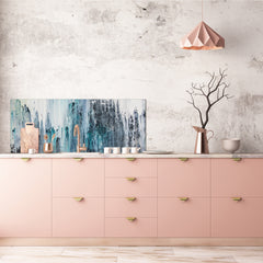 Toughened printed glass backsplash - Kitchen wall splashback will or without magnetic properties - Paintings Series: Canvas absract art