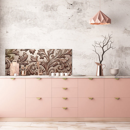 Stylish glass backsplash - Photo glass upstand w/wo magnetic properties - Decorative Surfaces Series: Vintage chocolate surface