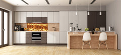 Design glass backsplash - Tempered Glass splashback - Golden Waves Series: Liquid gold 2