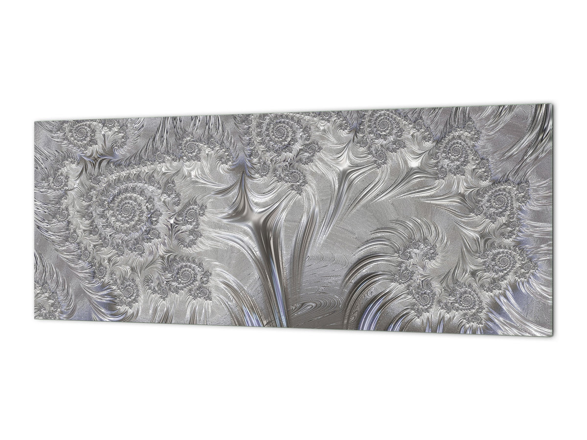 Stylish glass backsplash - Photo glass upstand w/wo magnetic properties - Decorative Surfaces Series: Silver waves