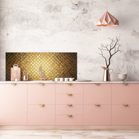 Design glass backsplash - Tempered Glass splashback - Golden Waves Series: Sparkling pattern