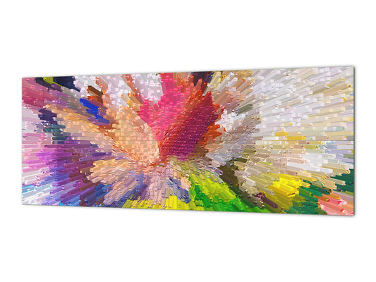 Toughened printed glass backsplash - Kitchen wall splashback will or without magnetic properties - Paintings Series: Digital flower painting