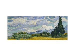 Toughened printed glass backsplash - Kitchen wall splashback will or without magnetic properties - Paintings Series: Wheat Field with Cypresses by Van Gogh