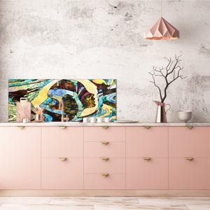 Toughened printed glass backsplash - Kitchen wall splashback will or without magnetic properties - Paintings Series: Stained glass