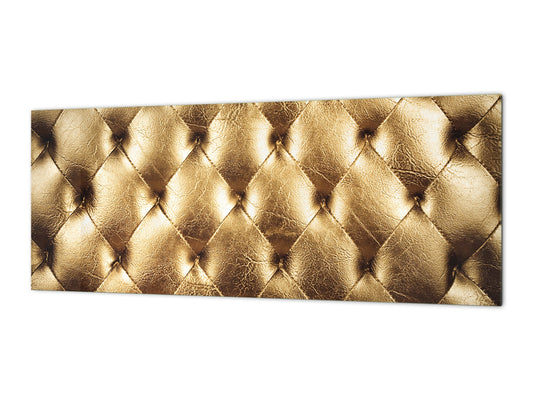 Stylish glass backsplash - Photo glass upstand w/wo magnetic properties - Decorative Surfaces Series: Golden leather upholstery 2