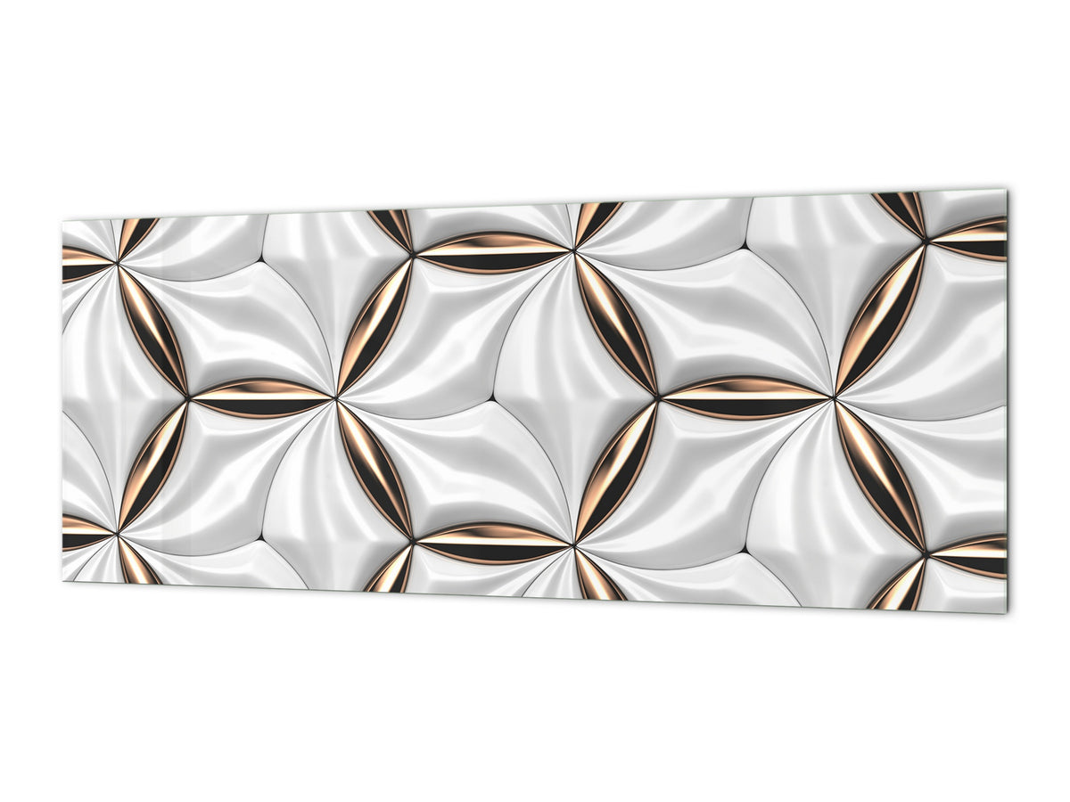 Stylish glass backsplash - Photo glass upstand w/wo magnetic properties - Decorative Surfaces Series: Golden-white tiles
