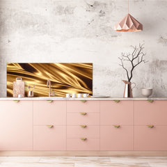 Design glass backsplash - Tempered Glass splashback - Golden Waves Series: Golden fabric texture