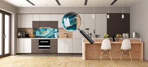 Contemporary glass kitchen panel - Wide format wall backsplash Colourful abstractions Series: New ocean briefing