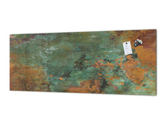 Stunning glass wall art  - Wide format wall backsplash Rusted textures Series: Old copper oxidation