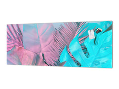 Printed glass horizontal splashback -  Tempered Glass Wall Panel Cities Series BBS22:  Vintage leaves and patterns Series: Gradient jungle