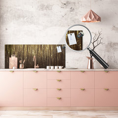 Design glass backsplash - Tempered Glass splashback - Golden Waves Series: Gold glitter