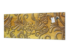 Stylish glass backsplash - Photo glass upstand w/wo magnetic properties - Decorative Surfaces Series: Metal flowers