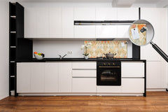 Printed glass horizontal splashback -  Tempered Glass Wall Panel Cities Series BBS22:  Vintage leaves and patterns Series: Medieval Italian wall pattern